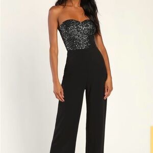 Elegant Black Strapless Jumpsuit